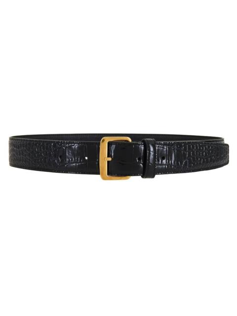 SAINT LAURENT Saint Laurent Crocodile-Embossed Leather Belt