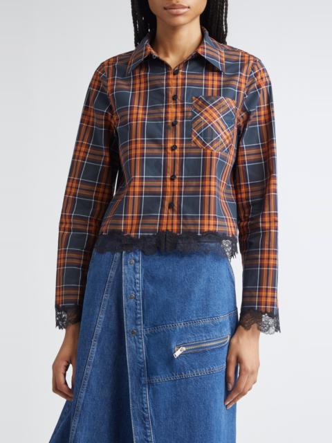 3.1 Phillip Lim 3.1 Phillip Lim Lace Hem Crop Shirt in Dusk Multi at Nordstrom