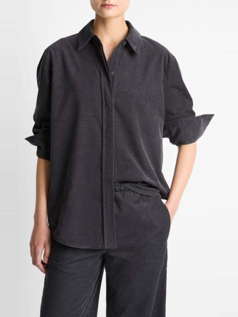 Vince Vince Oversize Corduroy Cotton Blouse in Graphite at Nordstrom