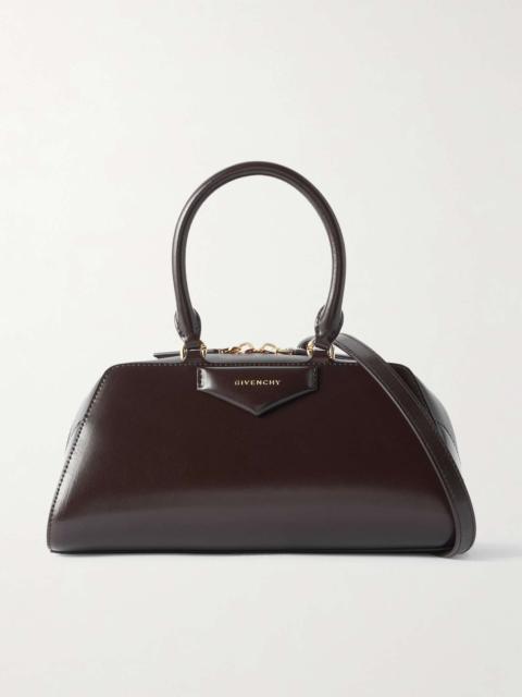 Antigona East-West small glossed-leather tote Chocolate
