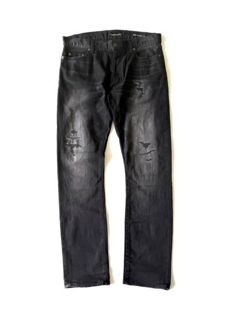 SAINT LAURENT Saint Laurent Patched Destroyed Black Pants 