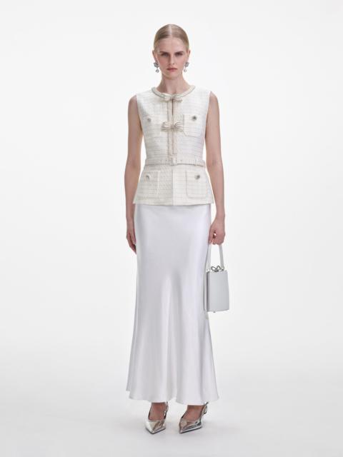 self-portrait Cream Boucle Midi Dress