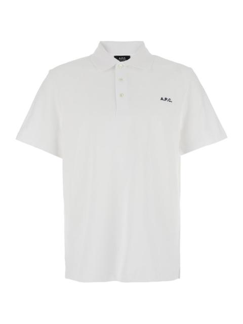 A.P.C. A.P.C. Men White Polo Shirt With Classic Collar And Logo Embroidery On The Front In Cotton Man