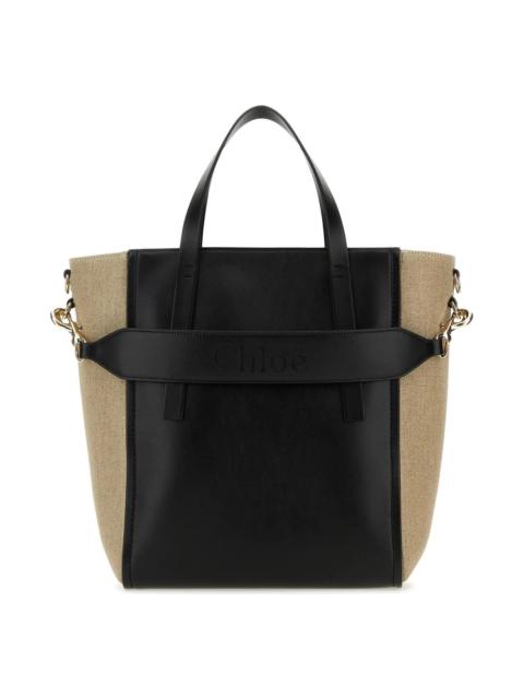 Two-tone Canvas And Leather Medium Sense Shopping Bag