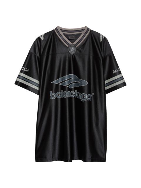 BALENCIAGA Balenciaga 3B Football Oversize V-Neck Jersey in 1066 Black/Anthracite at Nordstrom