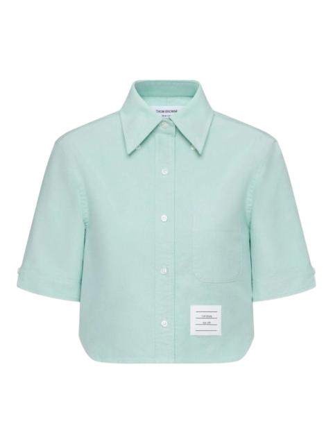 Thom Browne Oxford Cropped Short Sleeve Shirt Women