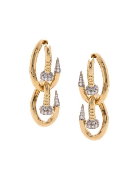 DAVID WEBB Double Bent Nail Diamond Earrings