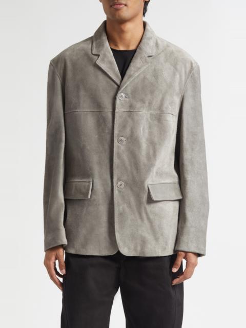 Lemaire Lemaire Single Breasted Suede Jacket in Pebble Gray at Nordstrom
