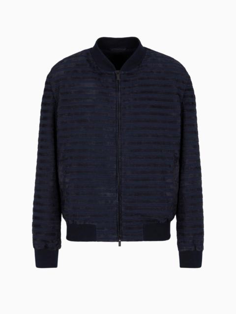 GIORGIO ARMANI SEERSUCKER BLOUSON WITH SUEDE INSERTS