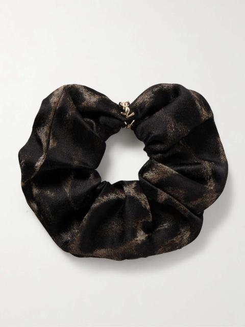Embellished leopard-print silk and cashmere-blend hair tie Leopard print