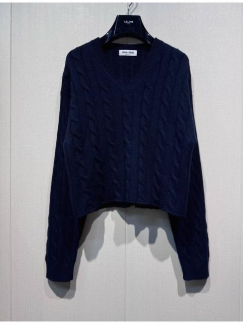 Miu Miu Miu Miu navy blue cable-knit cashmere jumper
