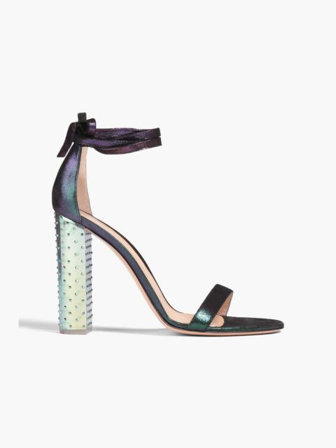 Gianvito Rossi Embellished iridescent leather sandals