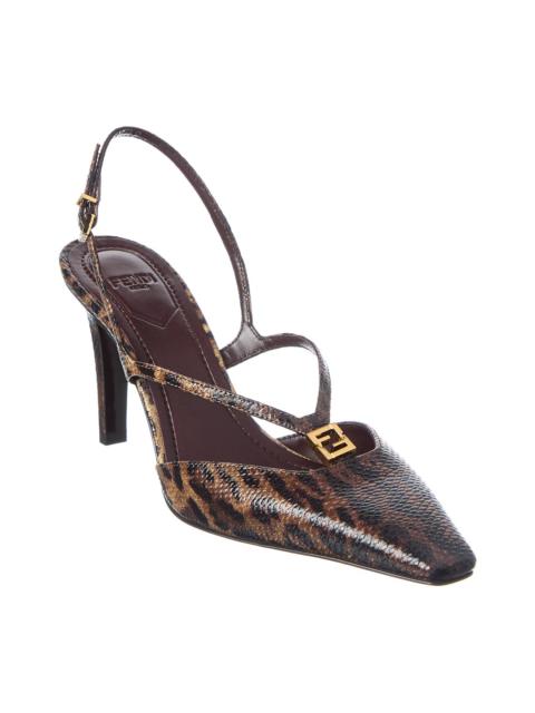 FENDI FENDI FFold Snakeskin Slingback Pump