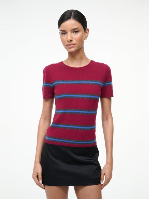 STAUD STAUD EASY CASHMERE TEE CRIMSON STRIPE