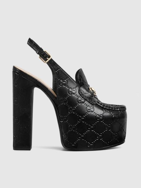 GUCCI Gucci Horsebit GG Platform Slingbacks