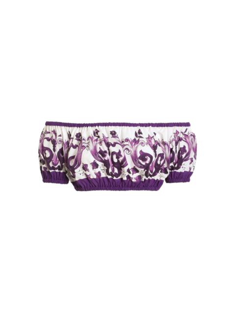 Majolica-print crop top