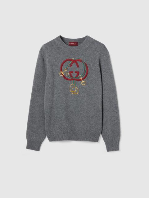 GUCCI Knit wool sweater with embroidery