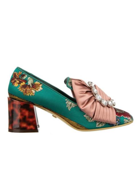 Dolce & Gabbana Baroque Flower Bow Crystal Brooch Heels Pumps JACKIE 12043