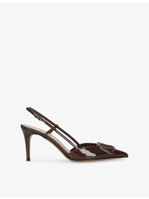 Valentino VLogo Signature 80 Patent-Leather Slingback Courts