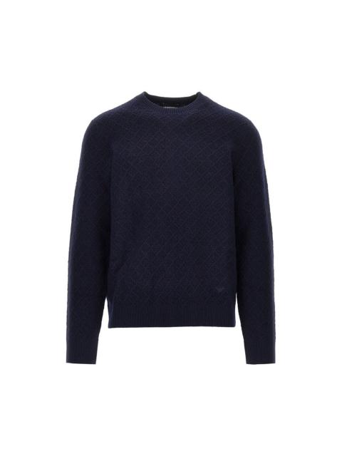 EMPORIO ARMANI Emporio Armani Knitted Sweater Blue with Diamonds Motif