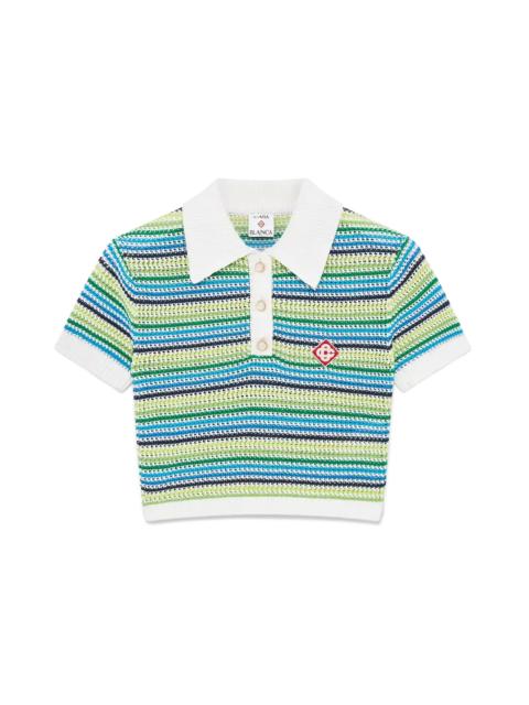 CASABLANCA Stripe Short Sleeve Polo Shirt