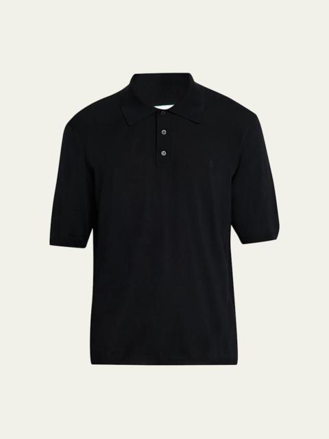 SAINT LAURENT Men's Cassandre Wool Short-Sleeved Polo Shirt