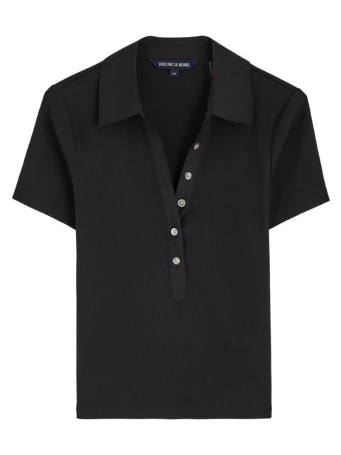 VERONICA BEARD Veronica Beard Kearney Ribbed Stretch-cotton Polo Shirt