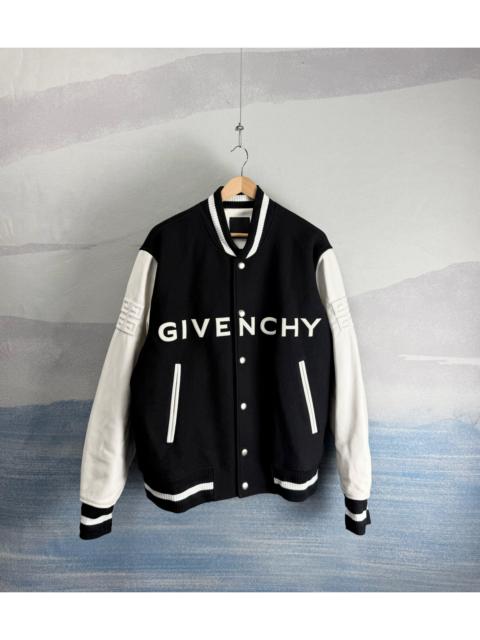 Givenchy Givenchy logo-emboosed varsity Bomber Jacket Black  in wool and leather 
