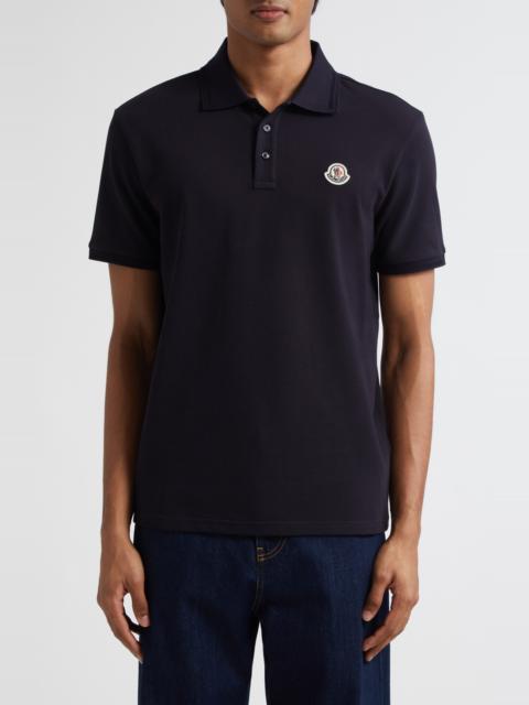 Moncler Moncler Logo Patch Cotton Piqué Polo in Blue at Nordstrom