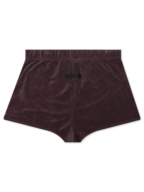 ESSENTIALS WOMEN'S TERRY BEACH SHORT - PLUM