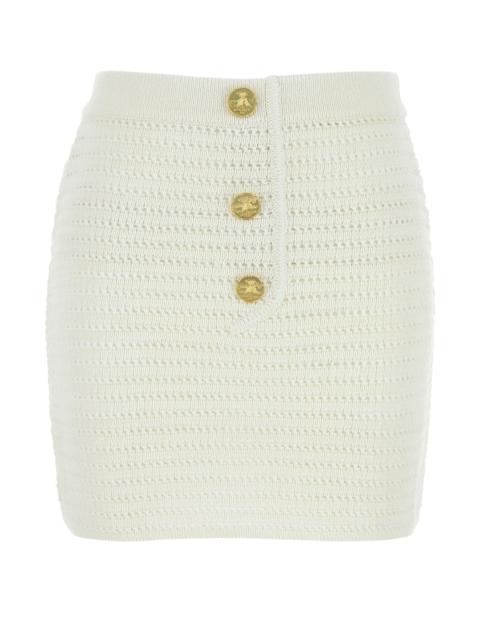 LE KASHA White crochet mini skirt