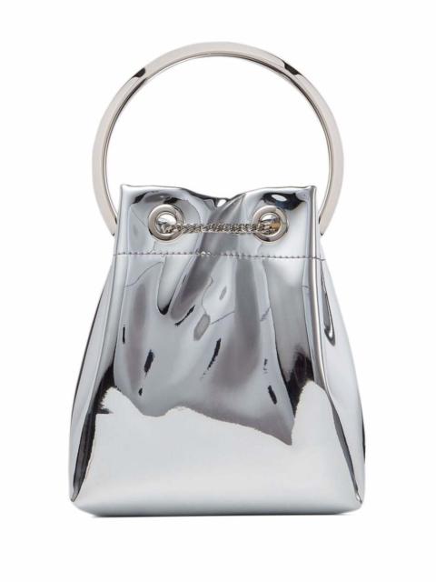 JIMMY CHOO Jimmy Choo Women 'Bon Bon' Mini Silver-Tone Handbag With Metal Bracelet Handle In Mirror Fabbric Wom