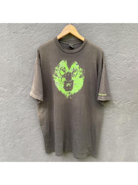 Other Designers Thrashed Faded Vintage Y2K Back Channel Wolf Graphic Tee