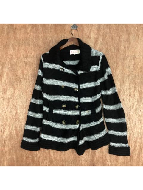 Other Designers Homespun Knitwear - Made in Heaven Japan Stripe Black White Shag Knitwear #c462