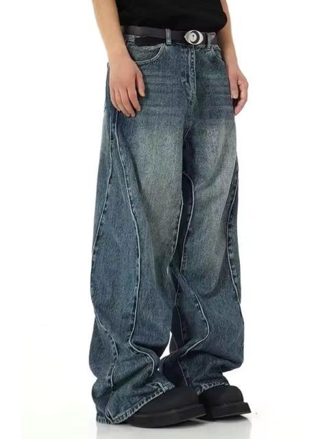 Japanese Brand - Blue Y2K skateboarding hiphop utility baggy jeans