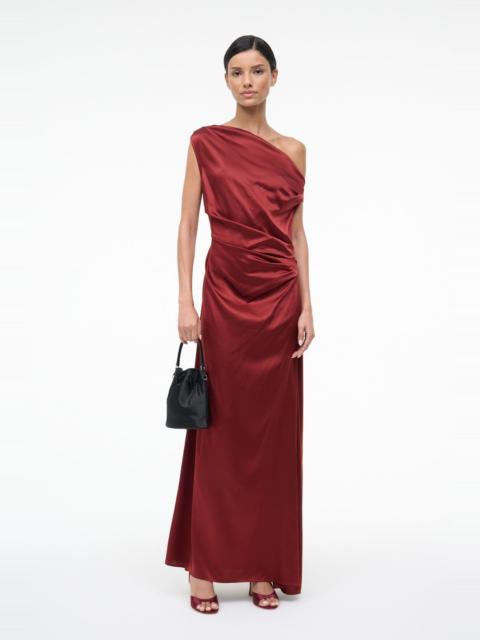 STAUD STAUD MAXI PHARE SILK DRESS SANGRIA