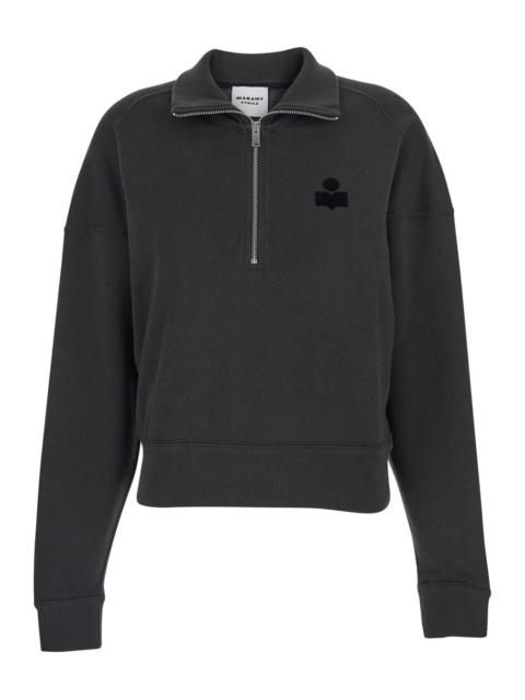 Isabel Marant Étoile Isabel Marant Etoile Women Grey Sweatshirt With Stand-Up Collar And Logo On The Front In Cotton Blen