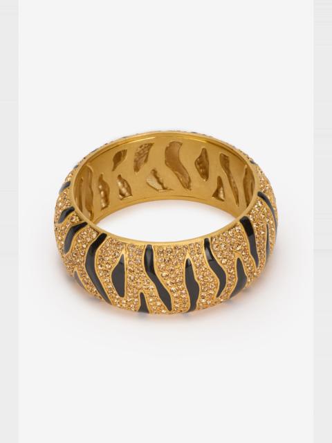 Roberto Cavalli Bangle With Crystals And Tiger Skin Pattern