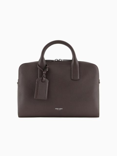 GIORGIO ARMANI PEBBLED LEATHER BRIEFCASE