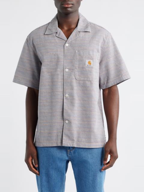 Carhartt Carhartt Work In Progress Gellar Short Sleeve Cotton Jacquard Camp Shirt in Gellar Stripe Multicolor