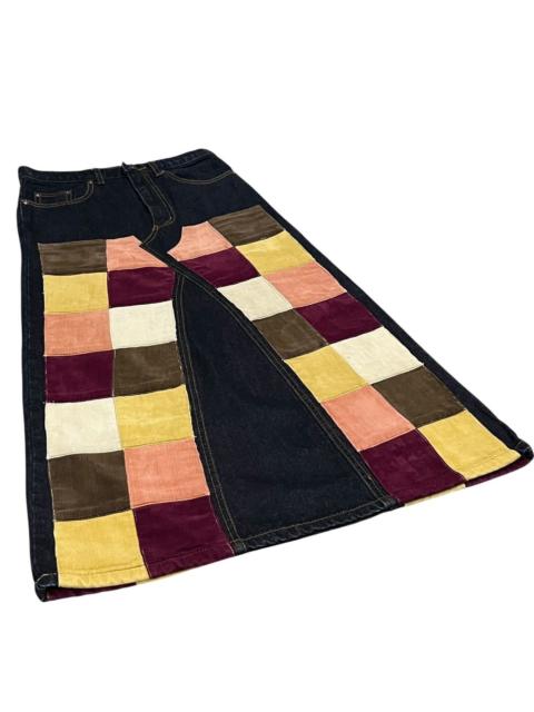 Other Designers Designer - Avant Garde Multicolour Patchwork Double Knee Midi Skirt