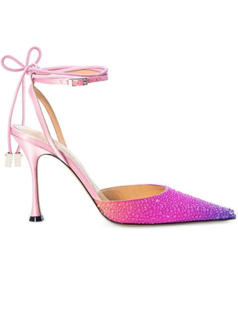MACH & MACH Crystal Embellished Sandals in Ombre Satin