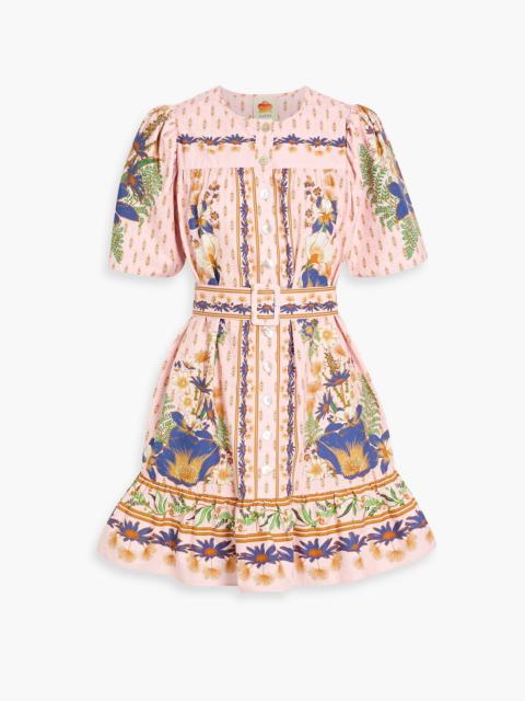FARM RIO Printed cotton-poplin mini dress