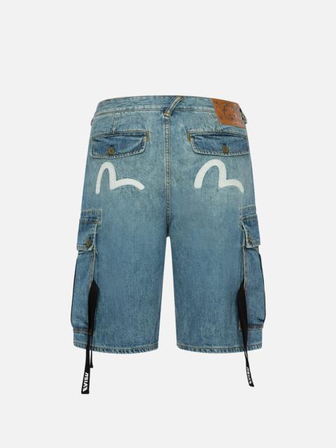 EVISU SEAGULL PRINT RELAX FIT DENIM SHORTS