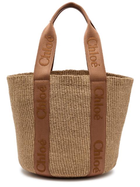 Chloé Chloe Woody Logo-embroidered Raffia Basket bag