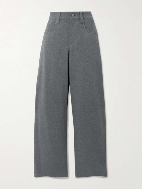 Cotton-blend jersey wide-leg pants Gray