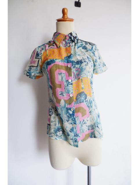 John Galliano Vintage 2006 John Galliano Printed Blouses Button Shirt