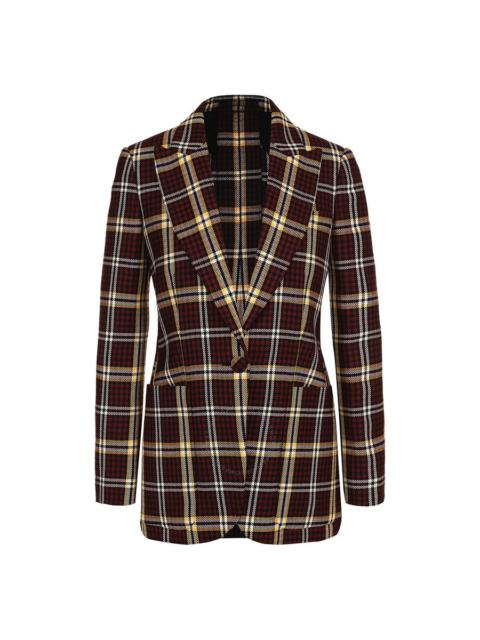 Burberry Burberry Ladies Burgundy Check Wool Twill Blazer