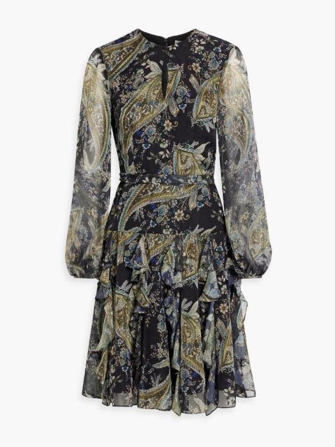Other Designers Ruffled printed chiffon dress