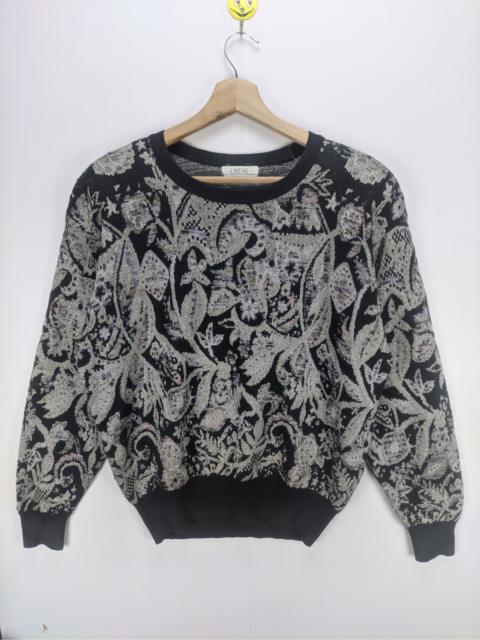 Other Designers Vintage - Steals🔥Wool Sweatshirt Cropped Floral Patterned by Linear